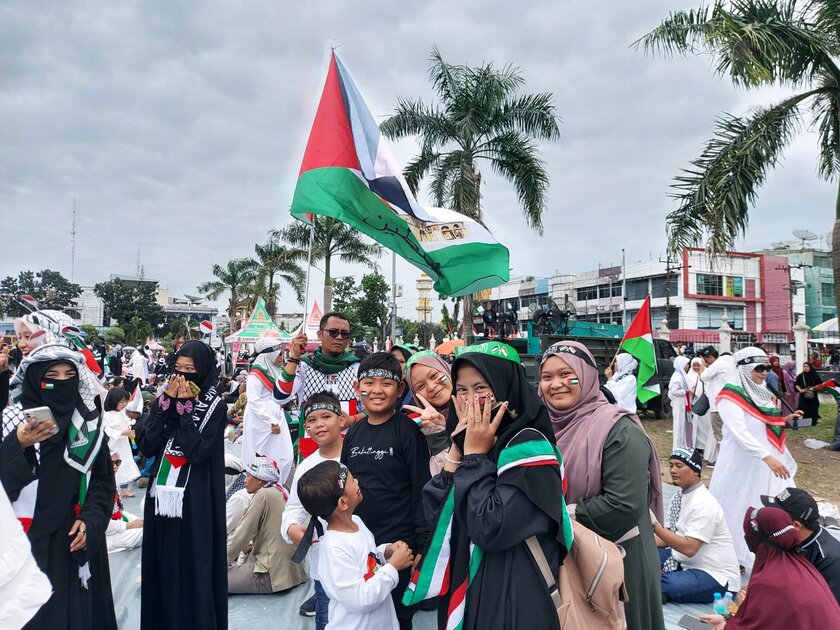 Manifestation des Indonésiens en soutien aux Palestiniens de Gaza