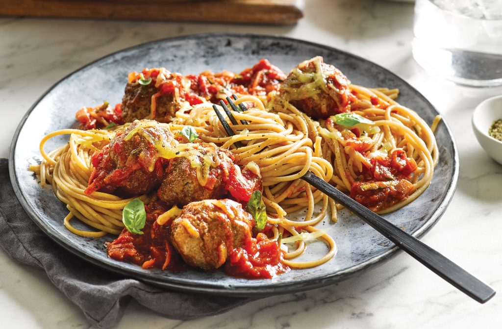 Spaghetti et boulettes sauce tomate