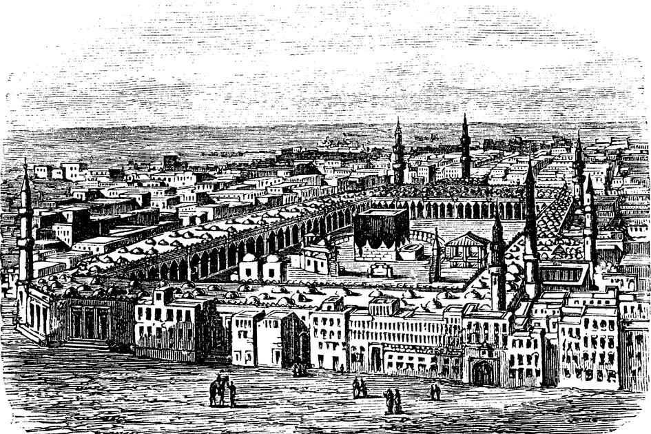 Construction de la Kaaba et pose de la Pierre Noire selon la Sira