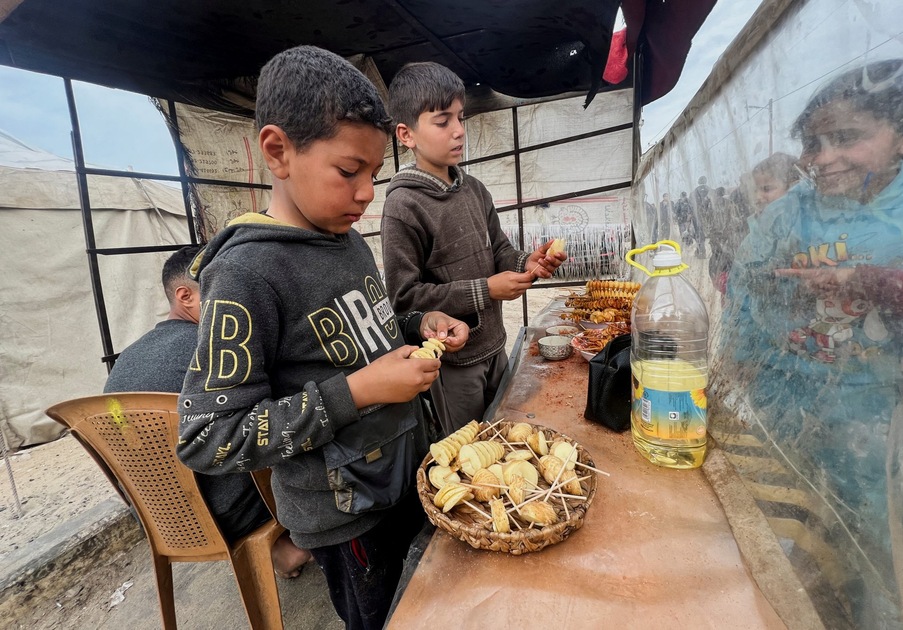 Pommes de terre pourries, seul recours pour les enfants de Gaza survivants