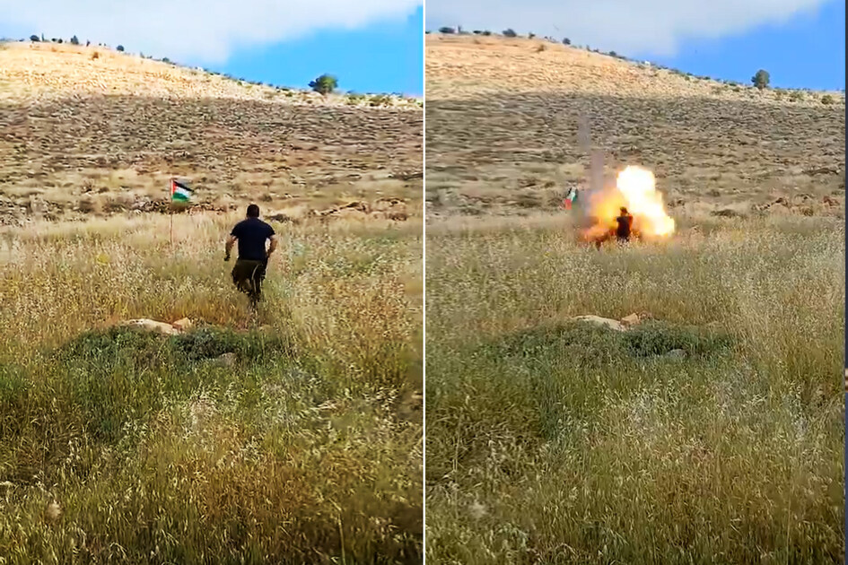 Explosion engin explosif contre un colon essayant d’ôter drapeau palestinien
