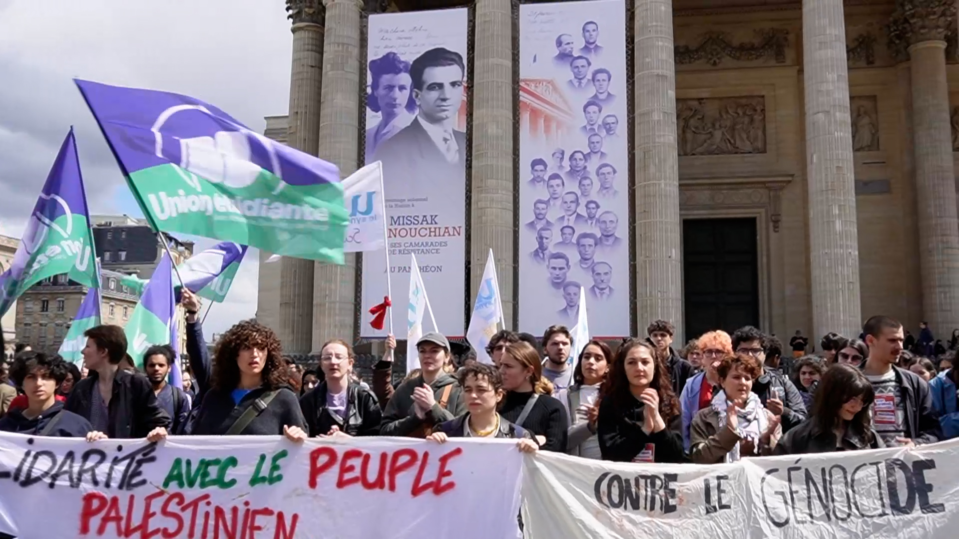 Mobilisation étudiante en France au Panthéon pour leurs droits