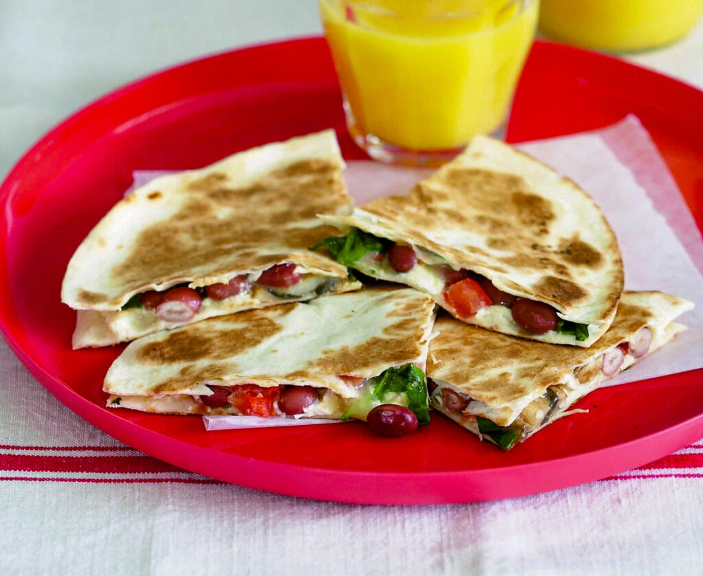 Quesadillas au fromage et épinards végétariennes