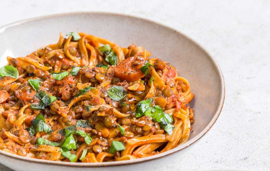 Bolognaise végétalienne aux lentilles vertes